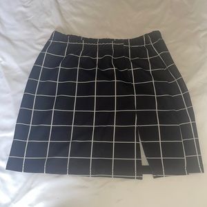 black and white striped mini skirt